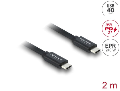 כבל USB-C 40Gbps מבית DELOCK גרמניה מאפשר חיבור של מכשירים שונים כגון סמארטפונים, מסכים, תחנות עגינה וכוננים חיצוניים דרך חיבור USB Type-C, ‏Thunderbolt™ 3 או 4 במחשב או בלפטופ