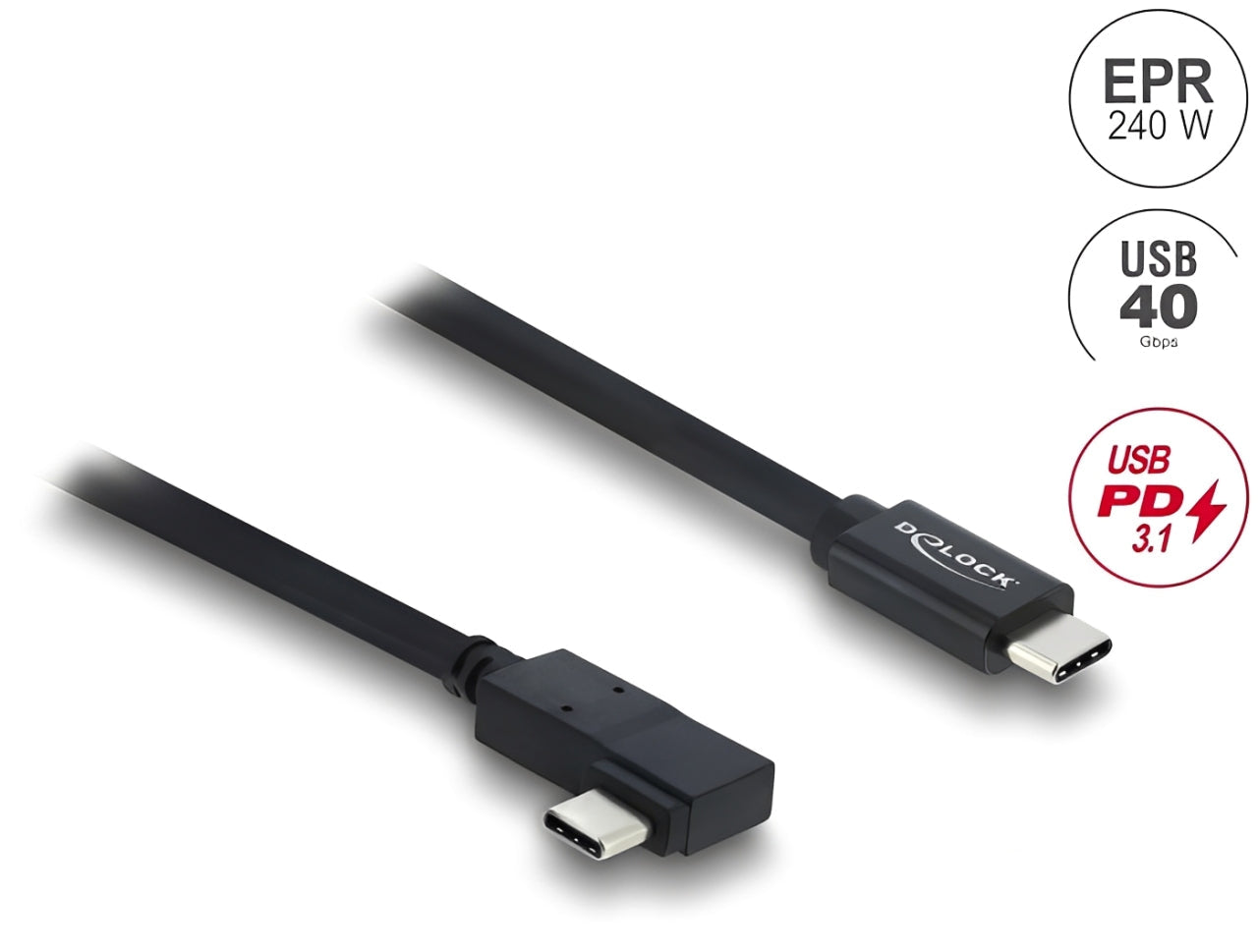 כבל USB-C 40Gbps מבית DELOCK גרמניה מאפשר חיבור של מכשירים שונים כגון סמארטפונים, מסכים, תחנות עגינה וכוננים חיצוניים דרך חיבור USB Type-C, ‏Thunderbolt™ 3 או 4 במחשב או בלפטופ
