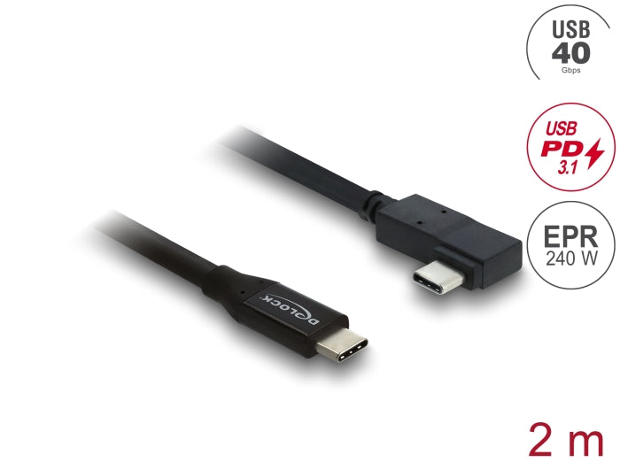 כבל USB-C 40Gbps מבית DELOCK גרמניה מאפשר חיבור של מכשירים שונים כגון סמארטפונים, מסכים, תחנות עגינה וכוננים חיצוניים דרך חיבור USB Type-C, ‏Thunderbolt™ 3 או 4 במחשב או בלפטופ