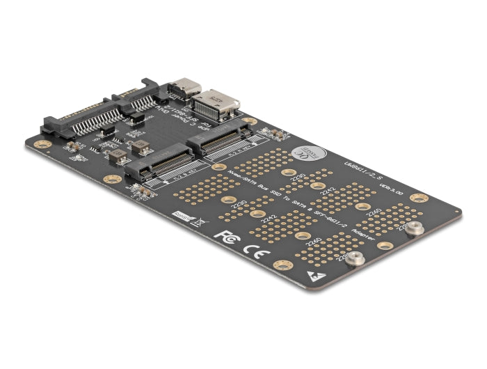 ממיר זה מבית Delock גרמניה מאפשר חיבור של כונן M.2 Key B SATA SSD בפורמטים 2280, 2260, 2242, 2230 וכן כונן M.2 Key M NVMe SSD בפורמטים דומים