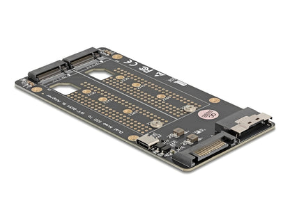 ממיר זה מבית Delock גרמניה מאפשר חיבור של שני כונני M.2 Key M NVMe בפורמטים 2280, 2260, 2242, 2230