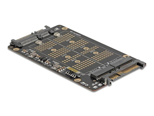 ממיר זה מבית Delock גרמניה מאפשר חיבור של כונן M.2 Key B SATA SSD בפורמטים 2280, 2260, 2242, 2230 וכן כונן M.2 Key M NVMe SSD בפורמטים דומים