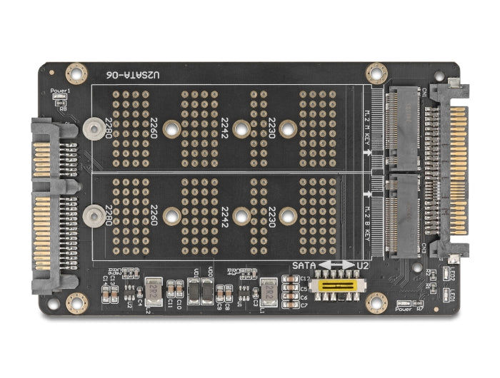ממיר זה מבית Delock גרמניה מאפשר חיבור של כונן M.2 Key B SATA SSD בפורמטים 2280, 2260, 2242, 2230 וכן כונן M.2 Key M NVMe SSD בפורמטים דומים