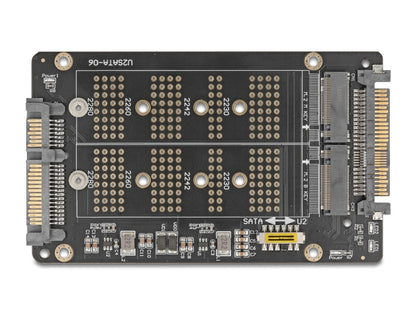 ממיר זה מבית Delock גרמניה מאפשר חיבור של כונן M.2 Key B SATA SSD בפורמטים 2280, 2260, 2242, 2230 וכן כונן M.2 Key M NVMe SSD בפורמטים דומים