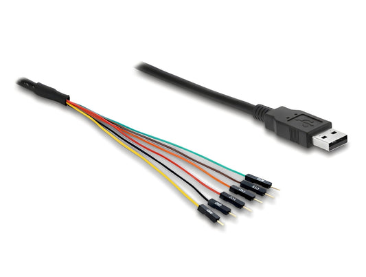 ממיר USB-A ל-UART (TTL) מקצועי מבית DELOCK גרמניה המבוסס על הצ'יפסט האמין והפופולרי FTDI FT232RL
