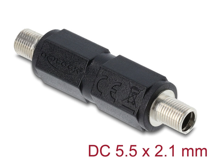מתאם חשמל DC 5.5x2.1 מבית Delock גרמניה מתאים לאספקת חשמל אמינה ולהרכבת בורג על גבי מכשירים, פנלים או פשוט כצימוד כבלים