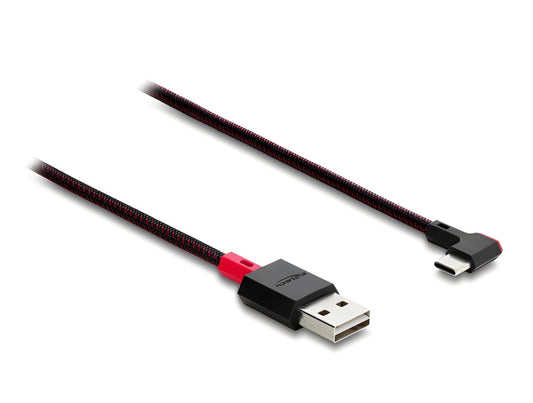 כבל EASY-USB 2.0 עם ציפוי ניילון קלוע מבית Delock גרמניה מאפשר חיבור קל ונוח בין מכשיר עם מחבר USB-C למחשב או למטען בעל חיבור USB-A פנוי