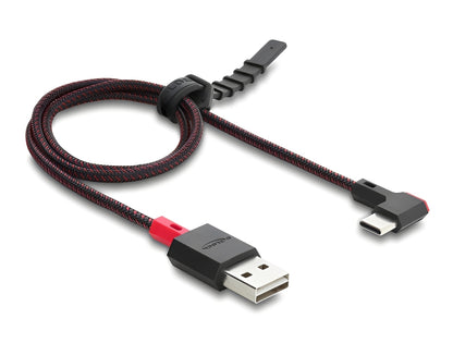 כבל EASY-USB 2.0 עם ציפוי ניילון קלוע מבית Delock גרמניה מאפשר חיבור קל ונוח בין מכשיר עם מחבר USB-C למחשב או למטען בעל חיבור USB-A פנוי