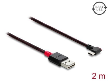כבל EASY-USB 2.0 עם ציפוי ניילון קלוע מבית Delock גרמניה מאפשר חיבור קל ונוח בין מכשיר עם מחבר USB-C למחשב או למטען בעל חיבור USB-A פנוי