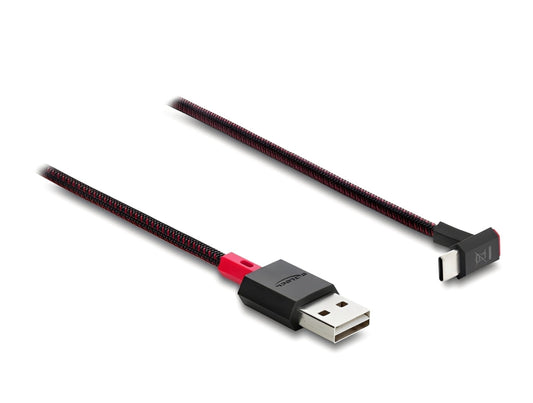 כבל EASY-USB 2.0 עם ציפוי ניילון קלוע מבית Delock גרמניה מאפשר חיבור קל ונוח בין מכשיר עם מחבר USB-C למחשב או למטען בעל חיבור USB-A פנוי