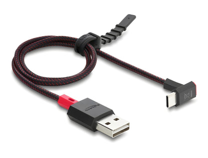 כבל EASY-USB 2.0 עם ציפוי ניילון קלוע מבית Delock גרמניה מאפשר חיבור קל ונוח בין מכשיר עם מחבר USB-C למחשב או למטען בעל חיבור USB-A פנוי