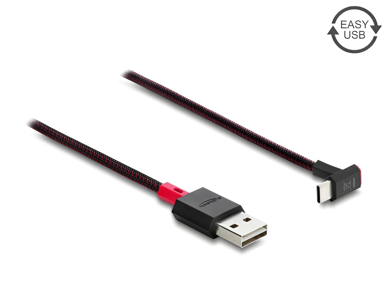 כבל EASY-USB 2.0 עם ציפוי ניילון קלוע מבית Delock גרמניה מאפשר חיבור קל ונוח בין מכשיר עם מחבר USB-C למחשב או למטען בעל חיבור USB-A פנוי