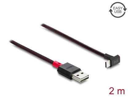 כבל EASY-USB 2.0 עם ציפוי ניילון קלוע מבית Delock גרמניה מאפשר חיבור קל ונוח בין מכשיר עם מחבר USB-C למחשב או למטען בעל חיבור USB-A פנוי