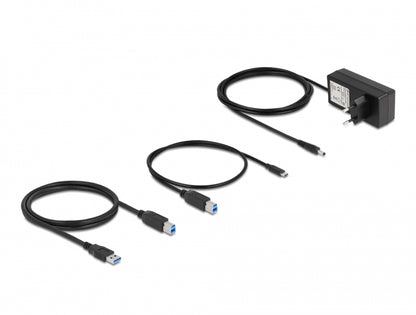 רכזת USB 5Gbps האיכותית מבית Delock גרמניה מגיעה עם מארז מתכת עמיד ומתחברת למחשב דרך חיבור USB Type-A או USB-C