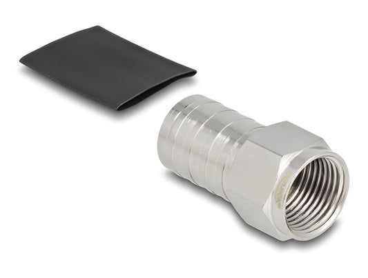 מחבר לכבל האנטנה מבית Delock גרמניה הוא מחבר F-TYPE זכר המיועד ללחיצה (Crimp) על כבל קואקסיאלי RG6