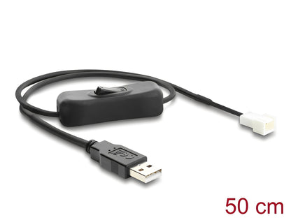 כבל ה-USB למאוורר כולל המפסק המובנה (On/Off Switch) מבית Delock גרמניה הוא פתרון גאוני ופשוט המאפשר להוציא מאווררי מחשב אל מחוץ למארז