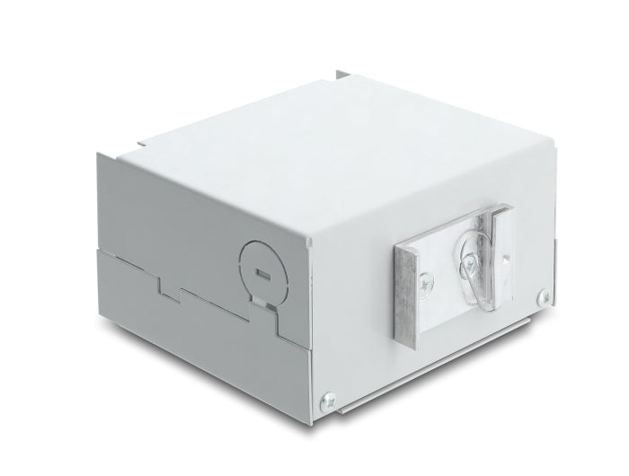 פאץ' פאנל לניתוב סיבים אופטיים (Patch Panel) מבית Delock גרמניה המיועד להתקנה תעשייתית על מסילת דין (DIN rail)