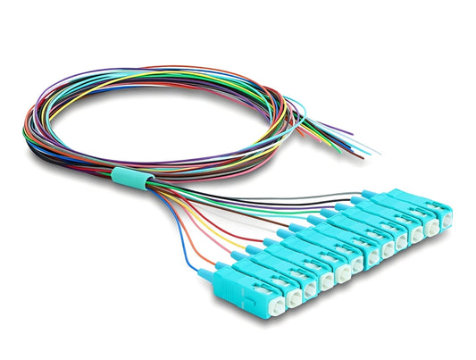 פיגטייל אופטי לריתוך מבית Delock גרמניה כולל 12 מחברים SC-UPC Simplex זכר להתקנה מקצועית
