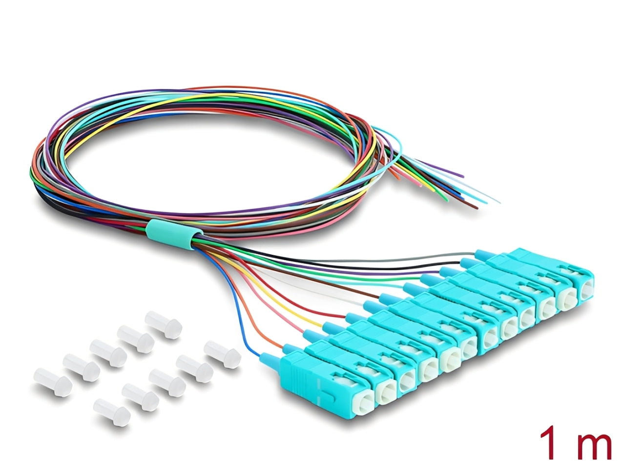 פיגטייל אופטי לריתוך מבית Delock גרמניה כולל 12 מחברים SC-UPC Simplex זכר להתקנה מקצועית