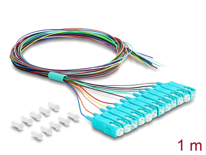 פיגטייל אופטי לריתוך מבית Delock גרמניה כולל 12 מחברים SC-UPC Simplex זכר להתקנה מקצועית