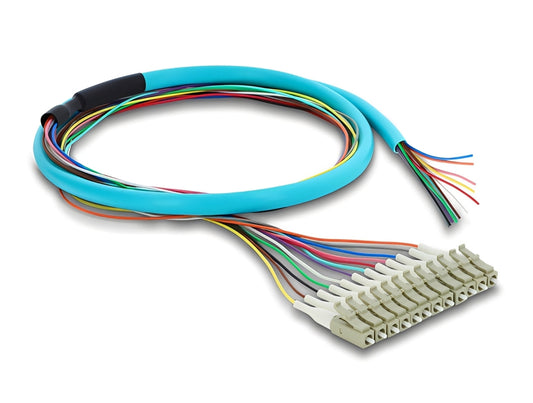 פיגטייל אופטי לריתוך מבית Delock גרמניה כולל 12 מחברים LC-UPC Simplex זכר להתקנה מקצועית