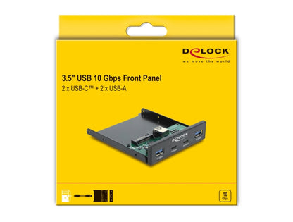 פאנל קדמי 3.5″ USB 5Gbps מבית Delock גרמניה הוא פתרון שדרוג מצוין למארזי מחשב הכוללים מפרץ (Bay) בגודל 3.5 אינץ