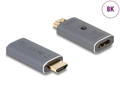 אמולטור EDID HDMI 8K מבית DELOCK גרמניה מדמה חיבור של מסך אל מקור האות (כגון מחשב או כרטיס מסך), גם כאשר בפועל אין מסך מחובר