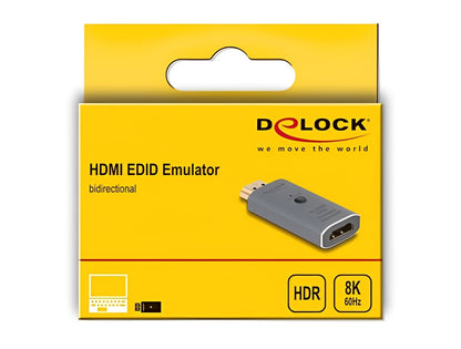 אמולטור EDID HDMI 8K מבית DELOCK גרמניה מדמה חיבור של מסך אל מקור האות (כגון מחשב או כרטיס מסך), גם כאשר בפועל אין מסך מחובר