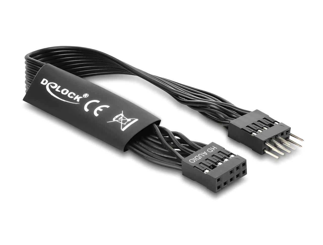 כבל מאריך HD Audio פנימי שטוח מבית DELOCK גרמניה מיועד להארכת החיבור שבין לוח האם (Motherboard) לבין פאנל הקול הקדמי של מארז המחשב