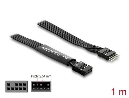 כבל מאריך HD Audio פנימי שטוח מבית DELOCK גרמניה מיועד להארכת החיבור שבין לוח האם (Motherboard) לבין פאנל הקול הקדמי של מארז המחשב