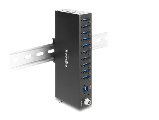 מפצל USB 3.0 5Gbps תעשייתי מבית Delock גרמניה נועד לשימושים מקצועיים ומתחבר למחשב דרך ממשק USB Type-A