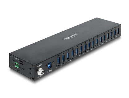 מפצל USB 3.0 5Gbps תעשייתי מבית Delock גרמניה נועד לשימושים מקצועיים ומתחבר למחשב דרך ממשק USB Type-A