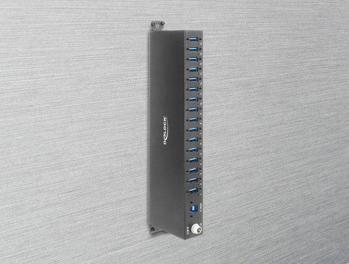מפצל USB 3.0 5Gbps תעשייתי מבית Delock גרמניה נועד לשימושים מקצועיים ומתחבר למחשב דרך ממשק USB Type-A