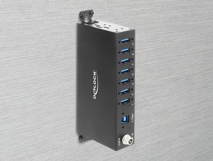 מפצל USB 3.0 5Gbps תעשייתי מבית Delock גרמניה נועד לשימושים מקצועיים ומתחבר למחשב דרך ממשק USB Type-A