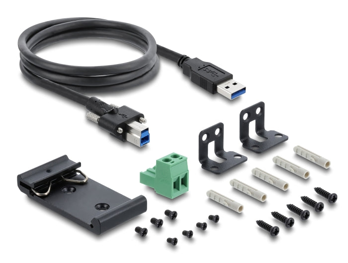 מפצל USB 3.0 5Gbps תעשייתי מבית Delock גרמניה נועד לשימושים מקצועיים ומתחבר למחשב דרך ממשק USB Type-A