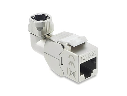 מתאם Keystone Cat.6A מבית Delock גרמניה יכול לשמש לחיבור כבל רשת והוא מתאים להתקנה קלה בשיטת Snap-in במגוון מחזיקים, כגון פנלי תיקון (patch panels) מסוג Keystone, לוחיות פנים (face plates) או קופסאות התקנה חיצונית