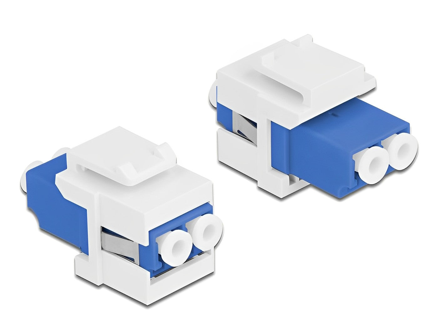 מתאם Keystone Module (קיסטון) מבית Delock גרמניה המשמש כמתאם "נקבה לנקבה" להארכה או סיום של כבלי אופטיקה מסוג LC Duplex