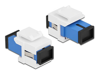 מתאם Keystone Module (קיסטון) מבית Delock גרמניה המשמש כמתאם "נקבה לנקבה" להארכה או סיום של כבלי אופטיקה מסוג SC Simplex