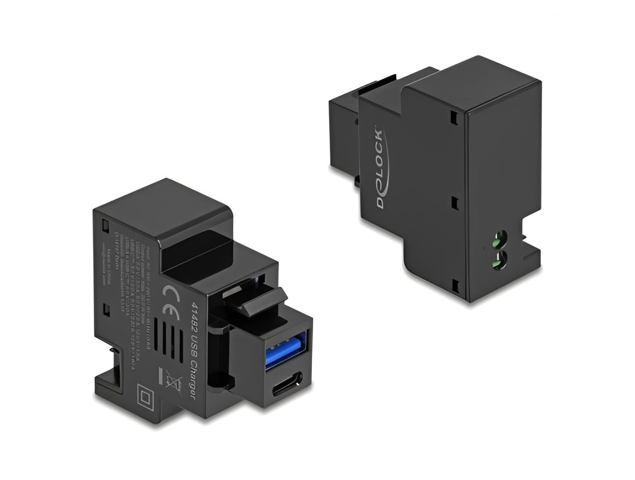 מטען קיסטון מבית DELOCK גרמניה מספק שני חיבורי טעינה USB Type-A ו- USB Type-C עם תמיכה ב-Power Delivery