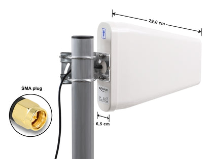 אנטנת LTE כיוונית מתקדמת מבית DELOCK גרמניה מיועדת לשימוש חיצוני ומאפשרת שידור וקליטה של אות LTE בעוצמה גבוהה
