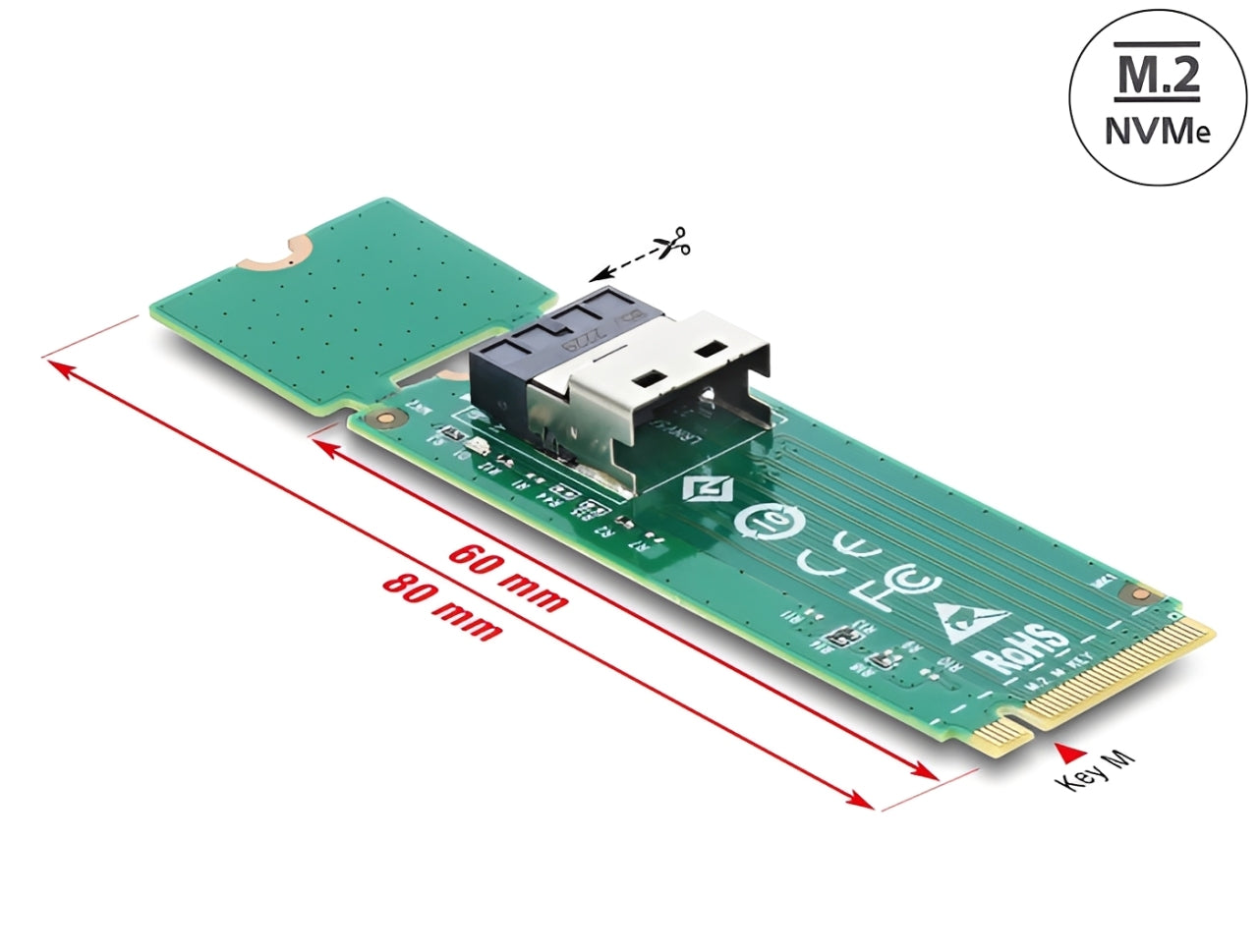 ממיר(Converter) מקצועי מבית Delock גרמניה המיועד לשרתים ותחנות עבודה מתקדמות, המאפשר להוסיף למחשב ממשק SFF-8654