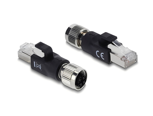 מתאם Ethernet תעשייתי מבית DELOCK גרמניה מתאים לחיבור רכיבים שונים עם מחברי M12