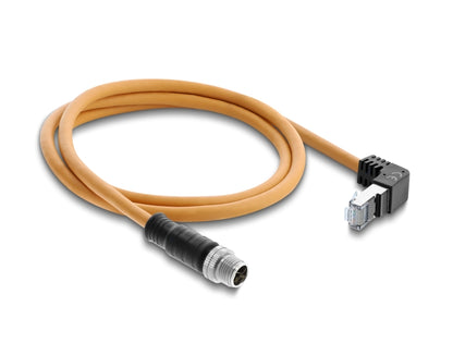 כבל רשת תעשייתי M12 מבית Delock גרמניה זה כבל קצה ייעודי המיועד לעבודה בסביבות רצפת ייצור, אוטומציה ומכשור תעשייתי כבד, המשתמש במחברים אטימים וקשיחים מסוג M12