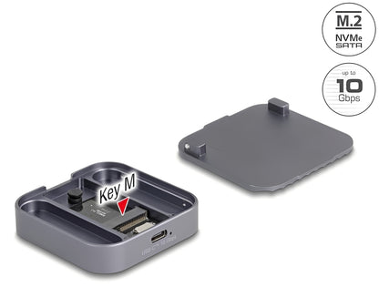 מארז חיצוני מבית Delock גרמניה מאפשר התקנה של כונן M.2 PCIe NVMe SSD בפורמט 2230, ובזכות החלק התחתון המגנטי שלו ניתן לדוגמה להצמידו לחלק האחורי של iPhone 15