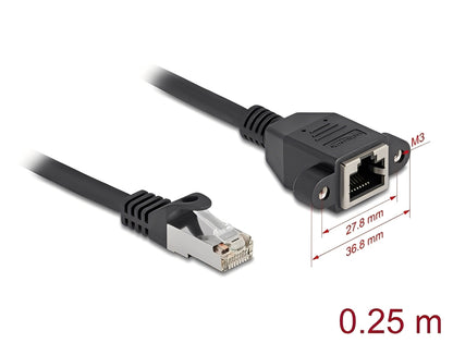 כבל רשת לפאנל RJ45 Cat.6A מבית DELOCK גרמניה משמש ככבל הארכה מהיר במיוחד המאפשר לחבר התקנים ליציאת RJ45
