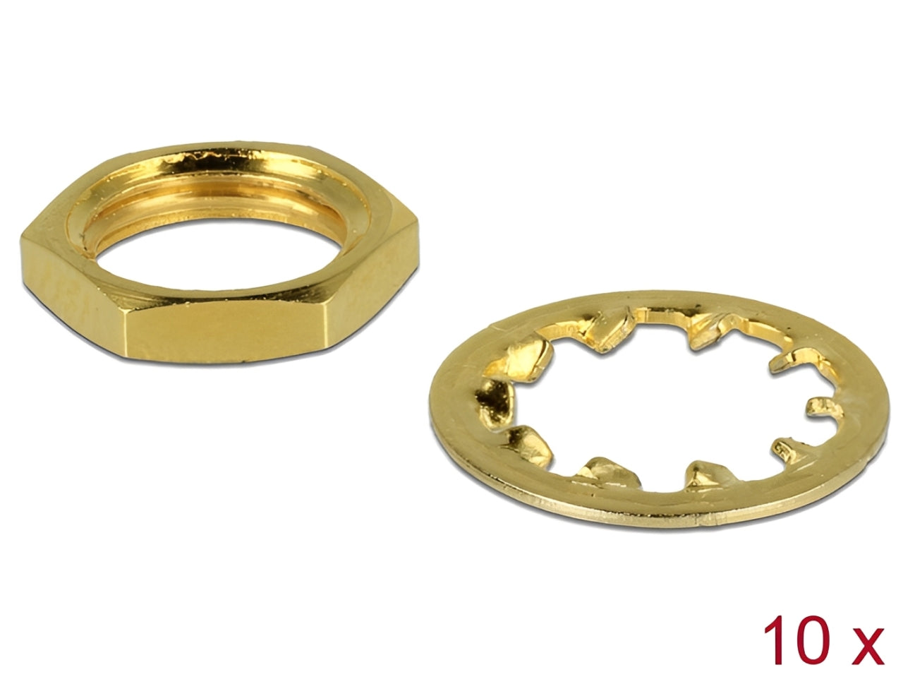 סט הזה מבית Delock גרמניה הכולל אום (Nut) ושייבת נעילה (Locking Ring), הוא הרכיב המשלים הקריטי לכל מי שמתקין מחברי אנטנה מסוג SMA או RP-SMA על גבי פאנלים או מארזים