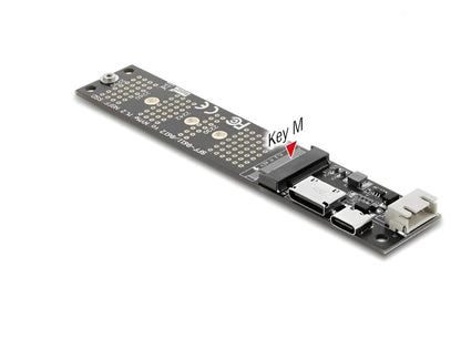 ממיר זה מבית Delock גרמניה מאפשר חיבור של כונן M.2 Key M NVMe בפורמטים 2280, 2260, 2242, 2230