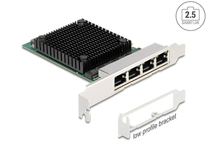 כרטיס ה-PCI Express מבית Delock גרמניה מציע 4 יציאות רשת עם קצב העברת נתונים של עד 2.5Gbps באמצעות כבלי נחושת סטנדרטיים מסוג Cat.6 או Cat.6A