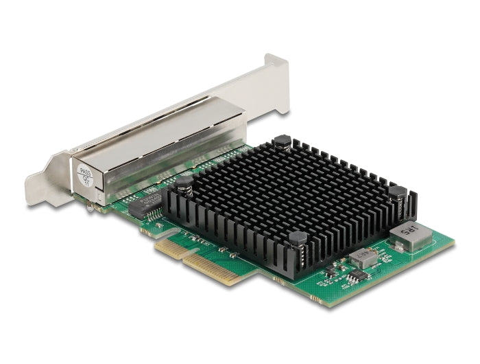 כרטיס ה-PCI Express מבית Delock גרמניה מציע 4 יציאות רשת עם קצב העברת נתונים של עד 2.5Gbps באמצעות כבלי נחושת סטנדרטיים מסוג Cat.6 או Cat.6A