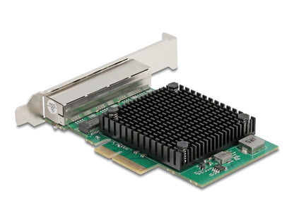 כרטיס ה-PCI Express מבית Delock גרמניה מציע 4 יציאות רשת עם קצב העברת נתונים של עד 2.5Gbps באמצעות כבלי נחושת סטנדרטיים מסוג Cat.6 או Cat.6A